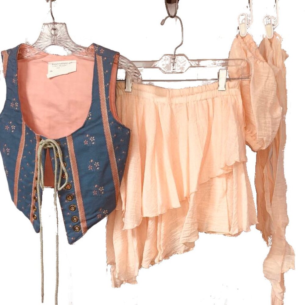 Sexy Custom Made Costume Blue & Peach Pastels